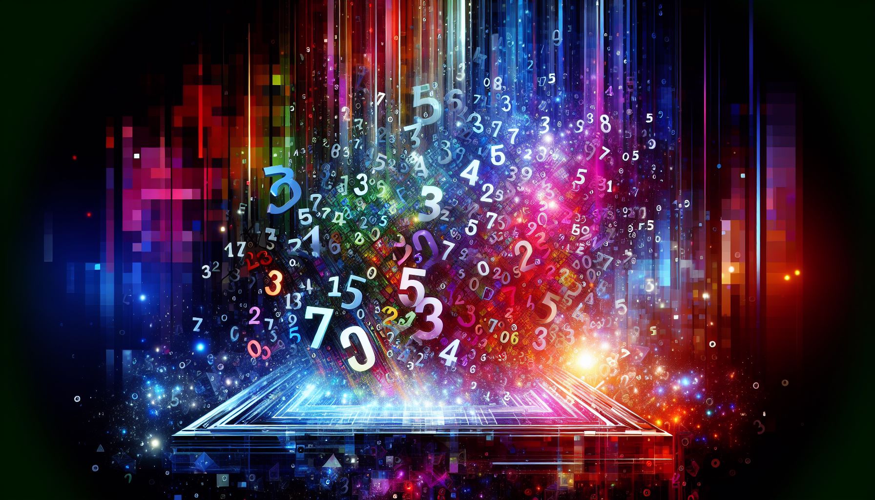 Colorful illustration of random numbers being generated