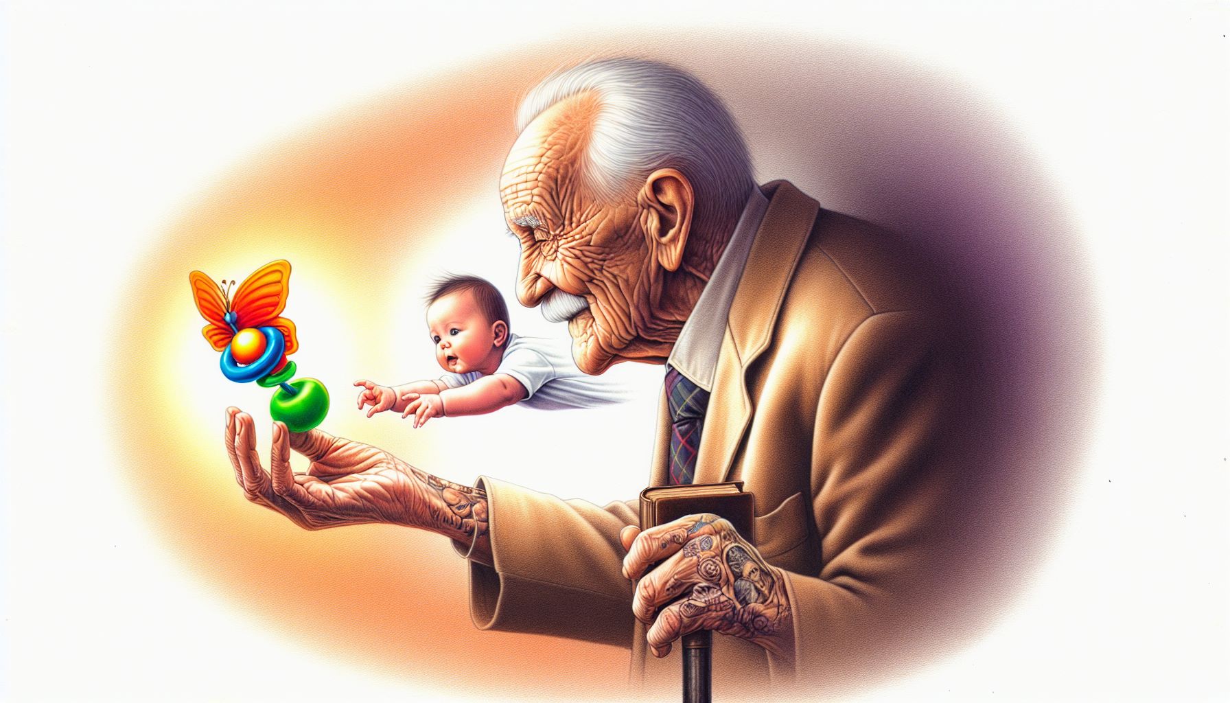 Illustration of a baby and an elderly person