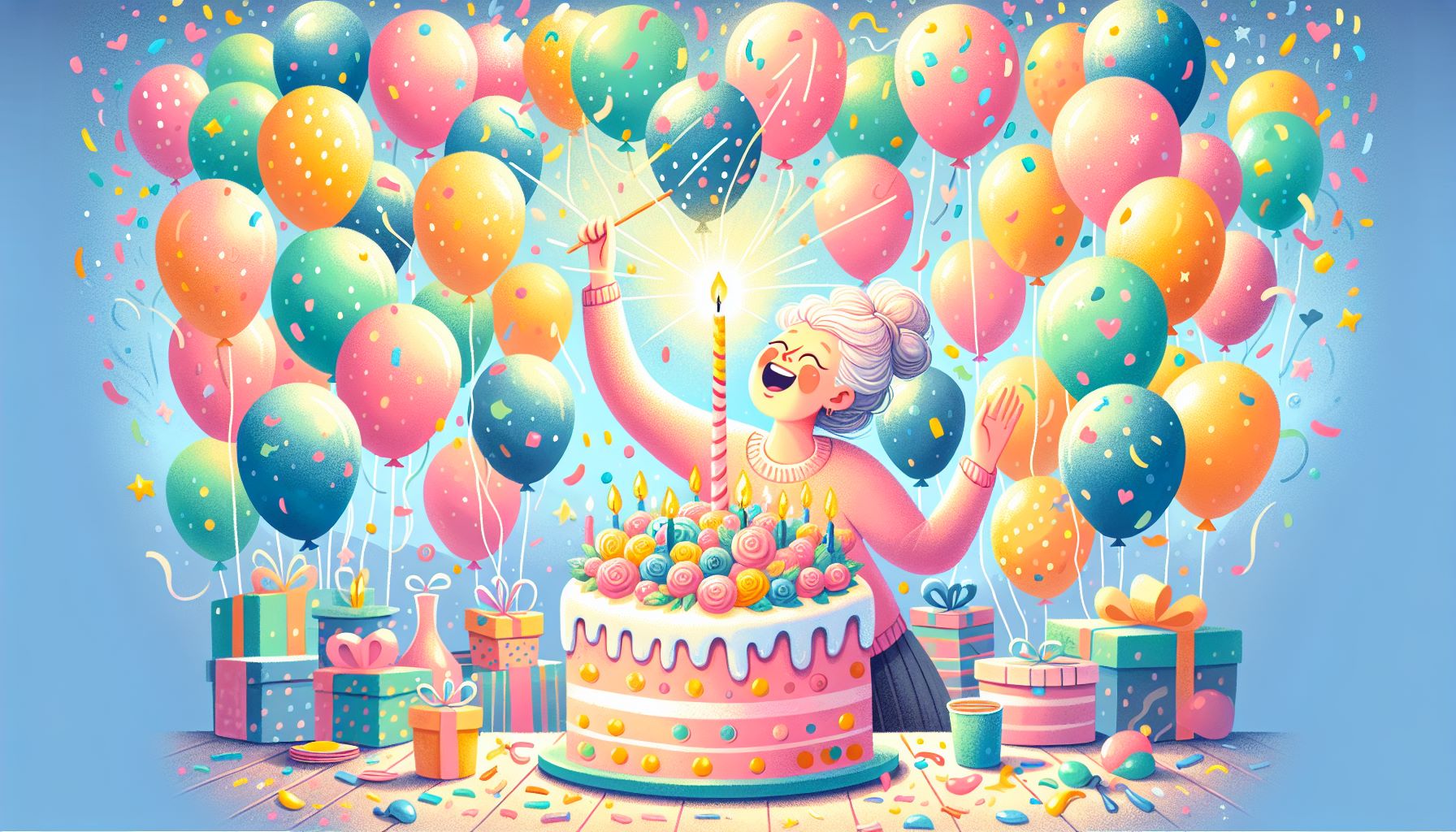 Illustration of a person celebrating a birthday
