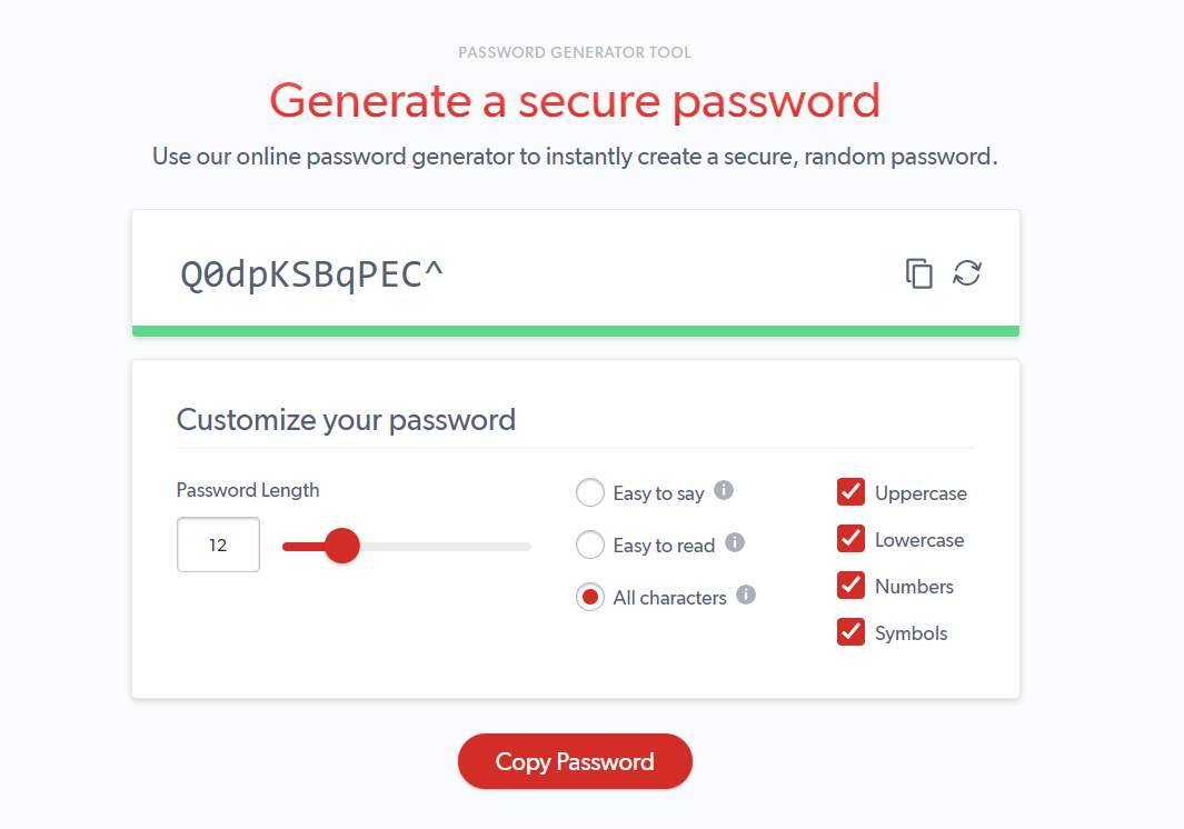 Illustration of a secure password generator tool