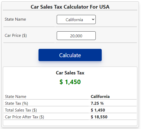 Illustration of using a sales tax calculator