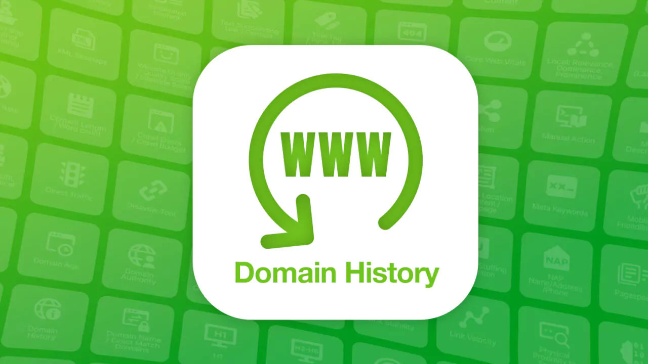 Evaluation of website history using domain age