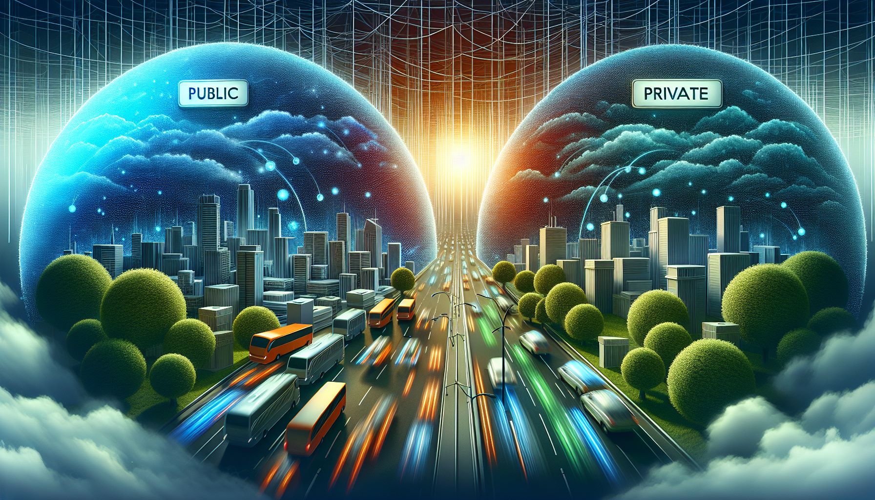 Illustration depicting the contrast between public and private IP addresses